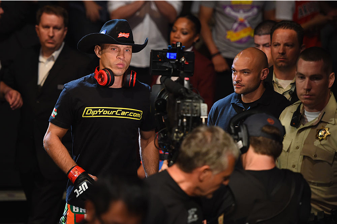 LAS VEGAS, NV - MAY 23:  Donald Cerrone walks to the Octagon to face John Makdessi of Canada in their lightweight bout during the UFC 187 event at the MGM Grand Garden Arena on May 23, 2015 in Las Vegas, Nevada.  (Photo by Josh Hedges/Zuffa LLC/Zuffa LLC 