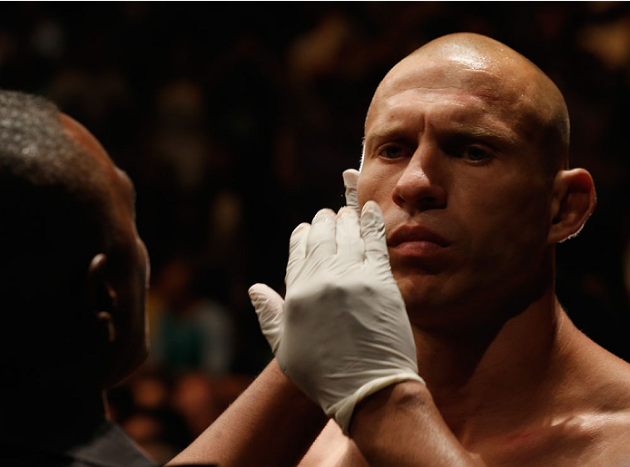 LAS VEGAS, NV - MAY 23:  Donald Cerrone prepares to face John Makdessi of Canada in their lightweight bout during the UFC 187 event at the MGM Grand Garden Arena on May 23, 2015 in Las Vegas, Nevada.  (Photo by Christian Petersen/Zuffa LLC/Zuffa LLC via G