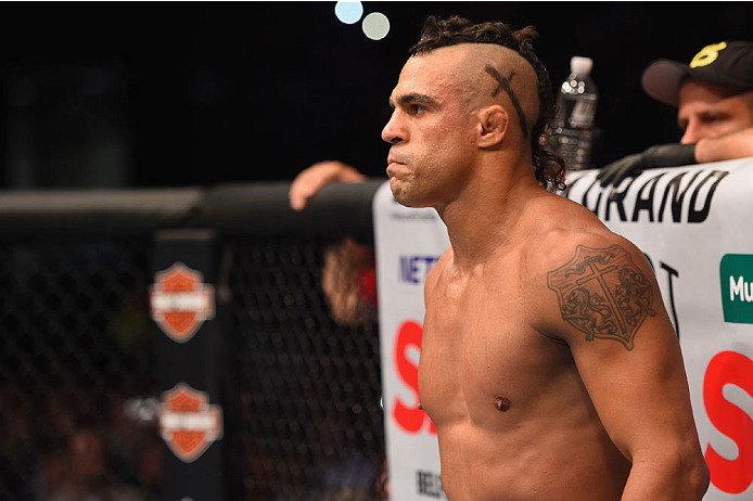 LAS VEGAS, NV - MAY 23:  Vitor Belfort of Brazil prepares to face Chris Weidman in their UFC middleweight championship bout during the UFC 187 event at the MGM Grand Garden Arena on May 23, 2015 in Las Vegas, Nevada.  (Photo by Josh Hedges/Zuffa LLC/Zuffa