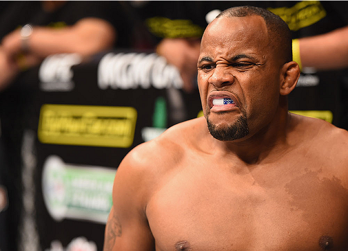 LAS VEGAS, NV - MAY 23: Daniel Cormier prepares to face Anthony Johnson in their UFC light heavyweight championship bout during the UFC 187 event at the MGM Grand Garden Arena on May 23, 2015 in Las Vegas, Nevada. (Photo by Josh Hedges/Zuffa LLC/Zuffa L