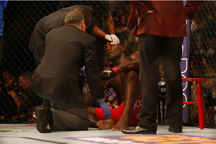 LAS VEGAS, NV - MAY 23:  Anthony Johnson after his loss to Daniel Cormier in their UFC light heavyweight championship bout during the UFC 187 event at the MGM Grand Garden Arena on May 23, 2015 in Las Vegas, Nevada.  (Photo by Christian Petersen/Zuffa LLC