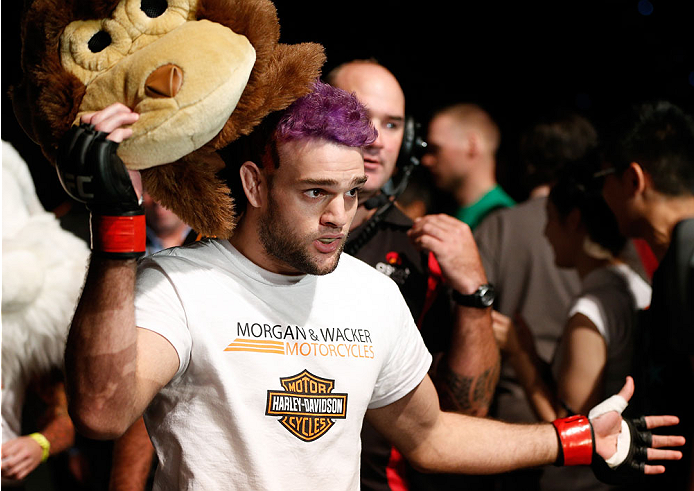 BRISBANE, AUSTRALIA - DECEMBER 07: Ben Wall enters the arena before his welterweight fight against Alex Garcia during the UFC Fight Night event at the Brisbane Entertainment Centre on December 7, 2013 in Brisbane, Australia. (Photo by Josh Hedges/Zuffa L