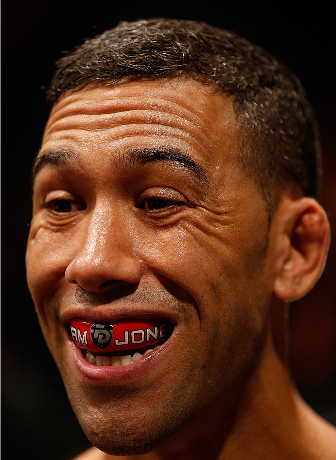BRISBANE, AUSTRALIA - DECEMBER 07: Dylan Andrews prepares to enter the Octagon before his middleweight fight against Clint Hester during the UFC Fight Night event at the Brisbane Entertainment Centre on December 7, 2013 in Brisbane, Australia. (Photo by