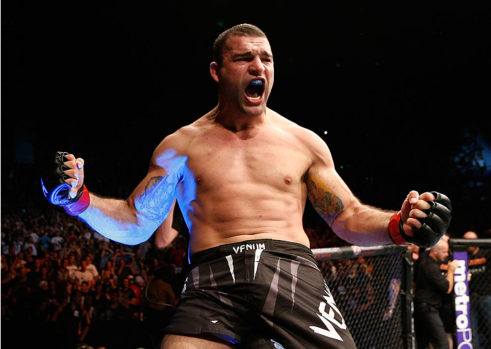 BRISBANE, AUSTRALIA - DECEMBER 07: Mauricio "Shogun" Rua reacts after knocking out James Te Huna in their light heavyweight fight during the UFC Fight Night event at the Brisbane Entertainment Centre on December 7, 2013 in Brisbane, Australia. (Photo by