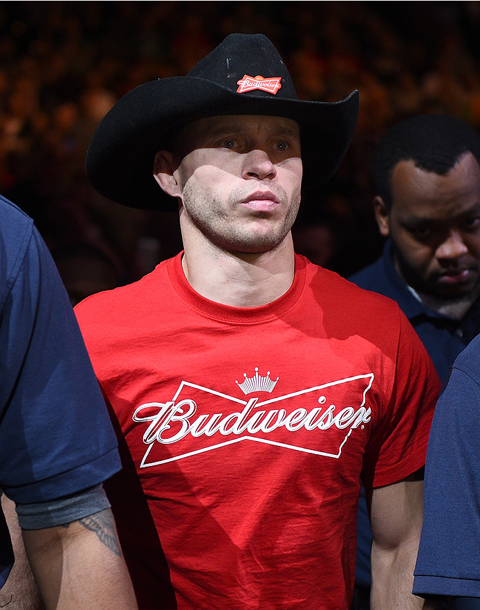 BOSTON, MA - JANUARY 18:  Donald Cerrone enters the arena before a lightweight fight against Benson Henderson during the UFC Fight Night event at the TD Garden on January 18, 2015 in Boston, Massachusetts. (Photo by Jeff Bottari/Zuffa LLC/Zuffa LLC via Ge