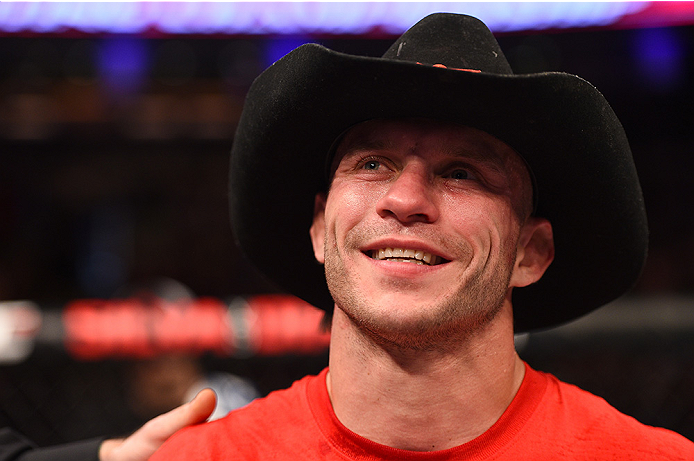 BOSTON, MA - JANUARY 18:  Donald Cerrone reacts following a lightweight fight against Benson Henderson during the UFC Fight Night event at the TD Garden on January 18, 2015 in Boston, Massachusetts. (Photo by Jeff Bottari/Zuffa LLC/Zuffa LLC via Getty Ima