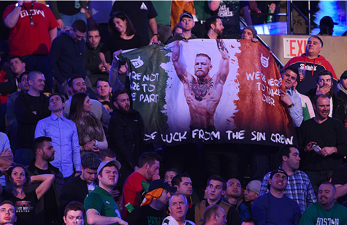 BOSTON, MA - JANUARY 18: Fans react during the UFC Fight Night event at the TD Garden on January 18, 2015 in Boston, Massachusetts. (Photo by Jeff Bottari/Zuffa LLC/Zuffa LLC via Getty Images)