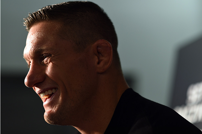 KRAKOW, POLAND - APRIL 08: Seth Baczynski of the United States interacts with media during the UFC Fight Night Ultimate Media Day inside the TAURON Arena on April 8, 2015 in Krakow, Poland. (Photo by Jeff Bottari/Zuffa LLC/Zuffa LLC via Getty Images)