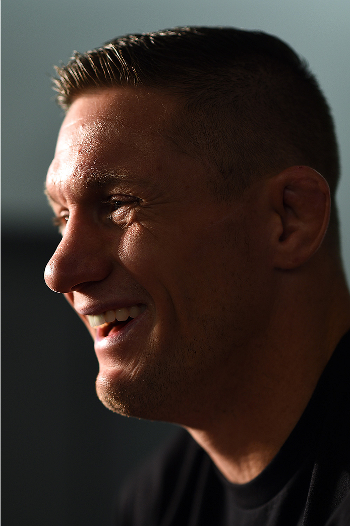 KRAKOW, POLAND - APRIL 08: Seth Baczynski of the United States interacts with media during the UFC Fight Night Ultimate Media Day inside the TAURON Arena on April 8, 2015 in Krakow, Poland. (Photo by Jeff Bottari/Zuffa LLC/Zuffa LLC via Getty Images)