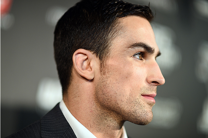 KRAKOW, POLAND - APRIL 08:  Sheldon Westcott of Canada interacts with the media during the UFC Fight Night Ultimate Media Day inside the TAURON Arena on April 8, 2015 in Krakow, Poland. (Photo by Jeff Bottari/Zuffa LLC/Zuffa LLC via Getty Images)