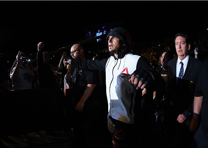 SAN DIEGO, CA - JULY 15:   Frank Mir prepares to enter the Octagon before facing Todd Duffee in their heavyweight bout during the UFC event at the Valley View Casino Center on July 15, 2015 in San Diego, California. (Photo by Jeff Bottari/Zuffa LLC/Zuffa 