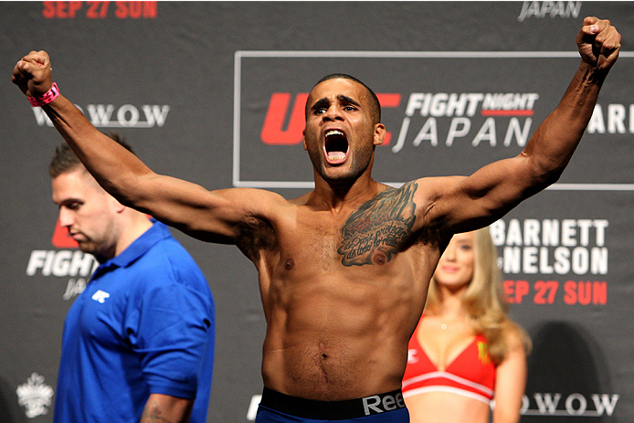 SAITAMA, JAPAN - SEPTEMBER 25: Roger Zapata during the UFC weigh-in at the Saitama Super Arena on September 25, 2015 in Saitama, Japan. (Photo by Mitch Viquez/Zuffa LLC/Zuffa LLC via Getty Images)