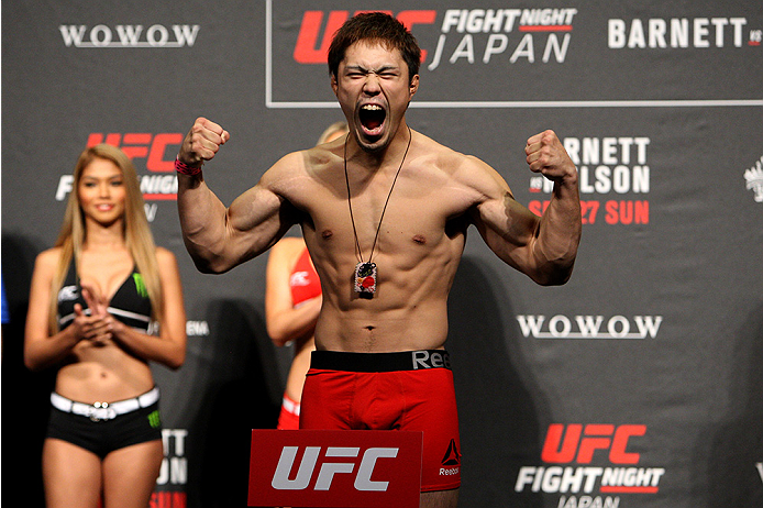 SAITAMA, JAPAN - SEPTEMBER 25: Yusuke Kasuya during the UFC weigh-in at the Saitama Super Arena on September 25, 2015 in Saitama, Japan. (Photo by Mitch Viquez/Zuffa LLC/Zuffa LLC via Getty Images)