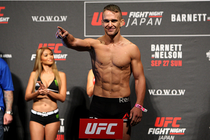 SAITAMA, JAPAN - SEPTEMBER 25: Nick Hein during the UFC weigh-in at the Saitama Super Arena on September 25, 2015 in Saitama, Japan. (Photo by Mitch Viquez/Zuffa LLC/Zuffa LLC via Getty Images)