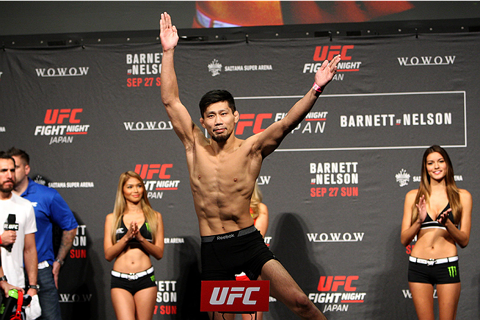 SAITAMA, JAPAN - SEPTEMBER 25: Keita Nakamura during the UFC weigh-in at the Saitama Super Arena on September 25, 2015 in Saitama, Japan. (Photo by Mitch Viquez/Zuffa LLC/Zuffa LLC via Getty Images)