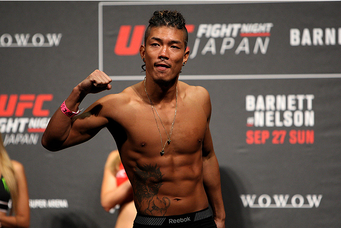 SAITAMA, JAPAN - SEPTEMBER 25: Teruto Ishihara during the UFC weigh-in at the Saitama Super Arena on September 25, 2015 in Saitama, Japan. (Photo by Mitch Viquez/Zuffa LLC/Zuffa LLC via Getty Images)