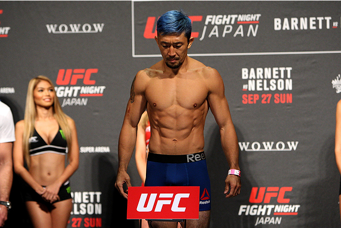 SAITAMA, JAPAN - SEPTEMBER 25: Mizuto Hirota during the UFC weigh-in at the Saitama Super Arena on September 25, 2015 in Saitama, Japan. (Photo by Mitch Viquez/Zuffa LLC/Zuffa LLC via Getty Images)