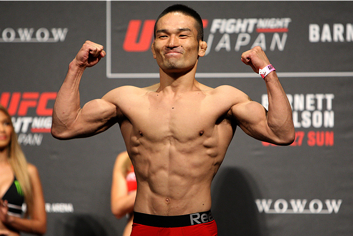 SAITAMA, JAPAN - SEPTEMBER 25: Katsunori Kikuno during the UFC weigh-in at the Saitama Super Arena on September 25, 2015 in Saitama, Japan. (Photo by Mitch Viquez/Zuffa LLC/Zuffa LLC via Getty Images)