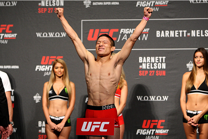 SAITAMA, JAPAN - SEPTEMBER 25: Kyoji Horiguchi during the UFC weigh-in at the Saitama Super Arena on September 25, 2015 in Saitama, Japan. (Photo by Mitch Viquez/Zuffa LLC/Zuffa LLC via Getty Images)