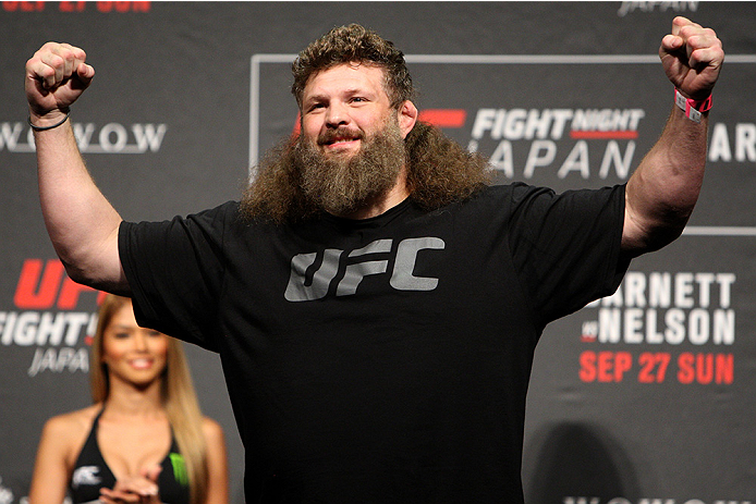 SAITAMA, JAPAN - SEPTEMBER 25: Roy Nelson during the UFC weigh-in at the Saitama Super Arena on September 25, 2015 in Saitama, Japan. (Photo by Mitch Viquez/Zuffa LLC/Zuffa LLC via Getty Images)