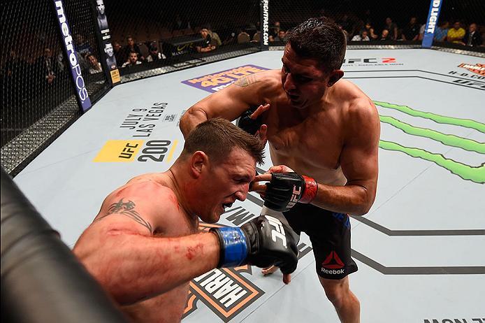 LAS VEGAS, NV - MAY 29: (R-L) Chris De La Rocha punches Adam Milstead in their heavyweight bout during the UFC Fight Night event inside the Mandalay Bay Events Center on May 29, 2016 in Las Vegas, Nevada.  (Photo by Josh Hedges/Zuffa LLC/Zuffa LLC via Get