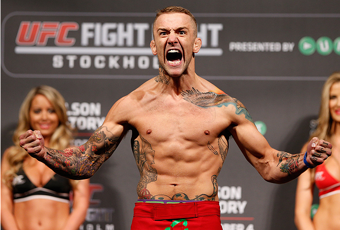 STOCKHOLM, SWEDEN - OCTOBER 03:  Mike Wilkinson of England weighs in during the UFC weigh-in at the Ericsson Globe Arena on October 3, 2014 in Stockholm, Sweden.  (Photo by Josh Hedges/Zuffa LLC/Zuffa LLC)