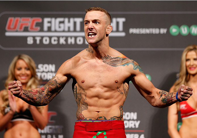 STOCKHOLM, SWEDEN - OCTOBER 03:  Mike Wilkinson of England weighs in during the UFC weigh-in at the Ericsson Globe Arena on October 3, 2014 in Stockholm, Sweden.  (Photo by Josh Hedges/Zuffa LLC/Zuffa LLC)