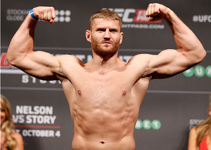 STOCKHOLM, SWEDEN - OCTOBER 03:  Jan Blachowicz of Poland poses on the scale after weighing in during the UFC weigh-in at the Ericsson Globe Arena on October 3, 2014 in Stockholm, Sweden.  (Photo by Josh Hedges/Zuffa LLC/Zuffa LLC)