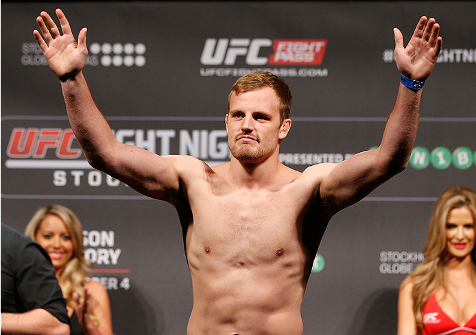 STOCKHOLM, SWEDEN - OCTOBER 03: Gunnar Nelson of Iceland weighs in during the UFC weigh-in at the Ericsson Globe Arena on October 3, 2014 in Stockholm, Sweden. (Photo by Josh Hedges/Zuffa LLC/Zuffa LLC)