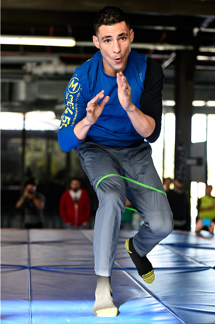 MONTERREY, MEXICO - NOVEMBER 18:  Diego Sanchez holds an open workout for fans and media at Nave Lewis-Parque Fundidora on November 18, 2015 in Monterrey, Mexico. (Photo by Jeff Bottari/Zuffa LLC/Zuffa LLC via Getty Images)