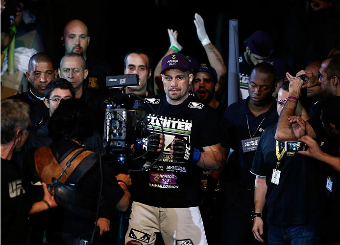 SAO PAULO, BRAZIL - MAY 31: Fabio Maldonado enters the arena before his heavyweight fight against Stipe Miocic during the UFC Fight Night event at the Ginasio do Ibirapuera on May 31, 2014 in Sao Paulo, Brazil. (Photo by Josh Hedges/Zuffa LLC/Zuffa LLC vi