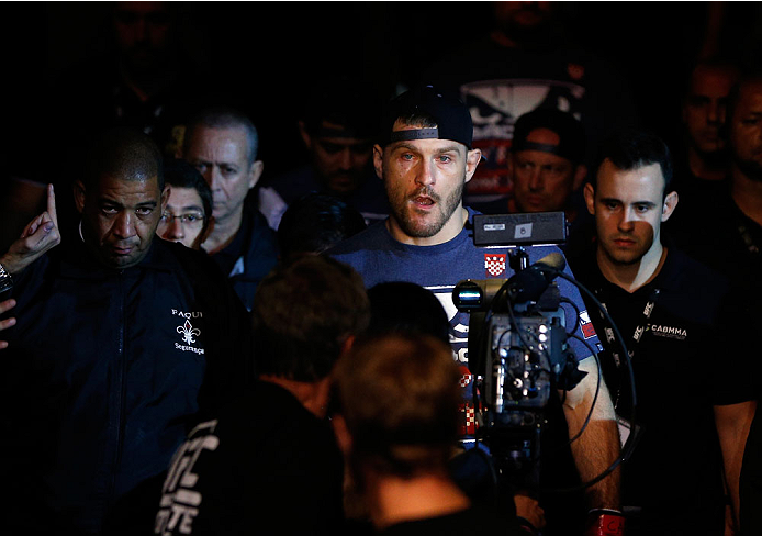 SAO PAULO, BRAZIL - MAY 31: Stipe Miocic enters the arena before his heavyweight fight against Fabio Maldonado during the UFC Fight Night event at the Ginasio do Ibirapuera on May 31, 2014 in Sao Paulo, Brazil. (Photo by Josh Hedges/Zuffa LLC/Zuffa LLC vi