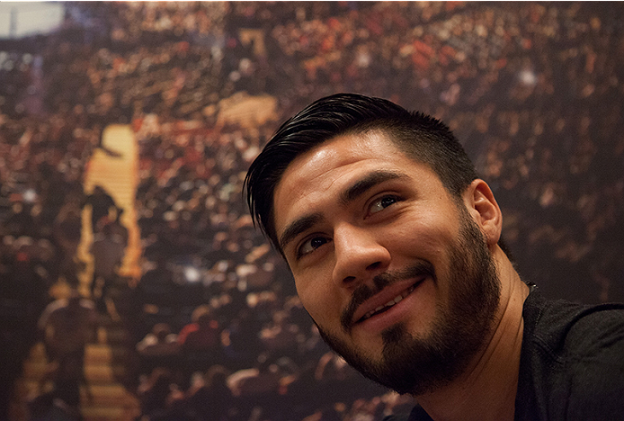 LAS VEGAS, NV - MARCH 27:  Horacio Gutierrez gets his hands wrapped before facing Danny Salas during the filming of The Ultimate Fighter Latin America: Team Gastelum vs Team Escudero  on March 27, 2015 in Las Vegas, Nevada. (Photo by Brandon Magnus/Zuffa 