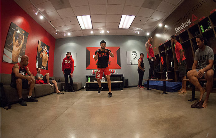 LAS VEGAS, NV - MARCH 27: Horacio Gutierrez warms up before facing Danny Salas during the filming of The Ultimate Fighter Latin America: Team Gastelum vs Team Escudero on March 27, 2015 in Las Vegas, Nevada. (Photo by Brandon Magnus/Zuffa LLC/Zuffa LLC