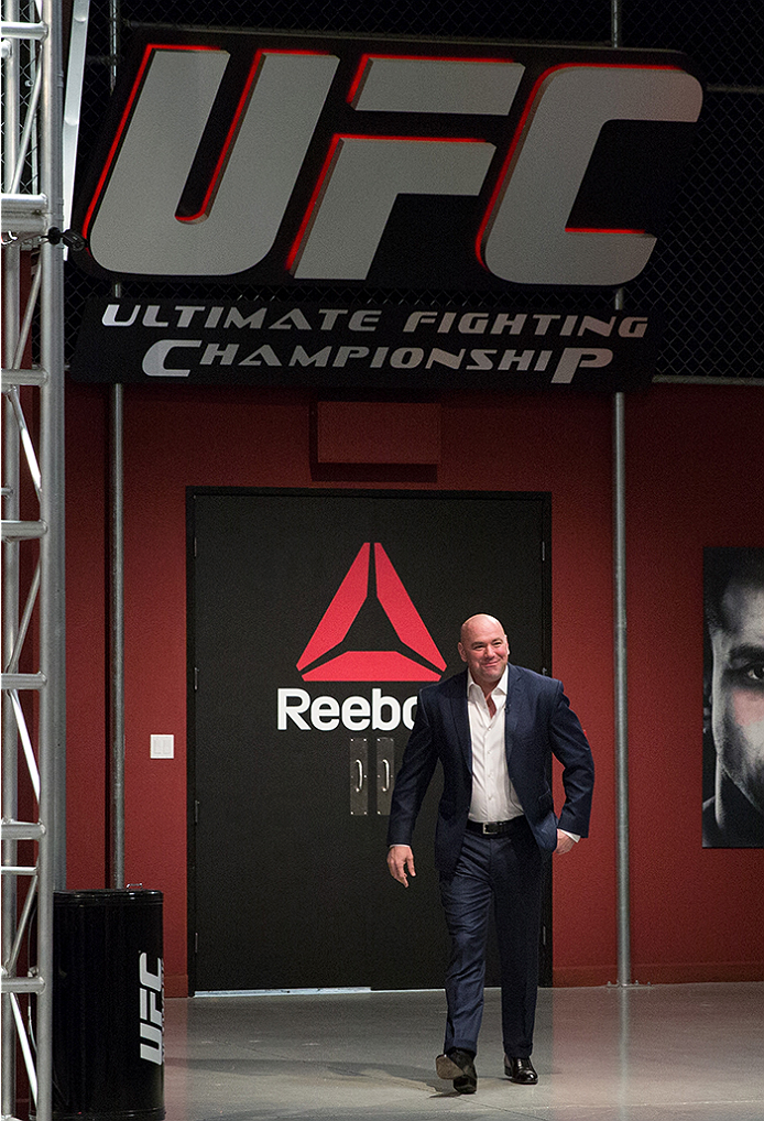 LAS VEGAS, NV - APRIL 10: UFC President Dana White walks into the TUF gym during the filming of The Ultimate Fighter Latin America: Team Gastelum vs Team Escudero on April 10, 2015 in Las Vegas, Nevada. (Photo by Brandon Magnus/Zuffa LLC/Zuffa LLC via G