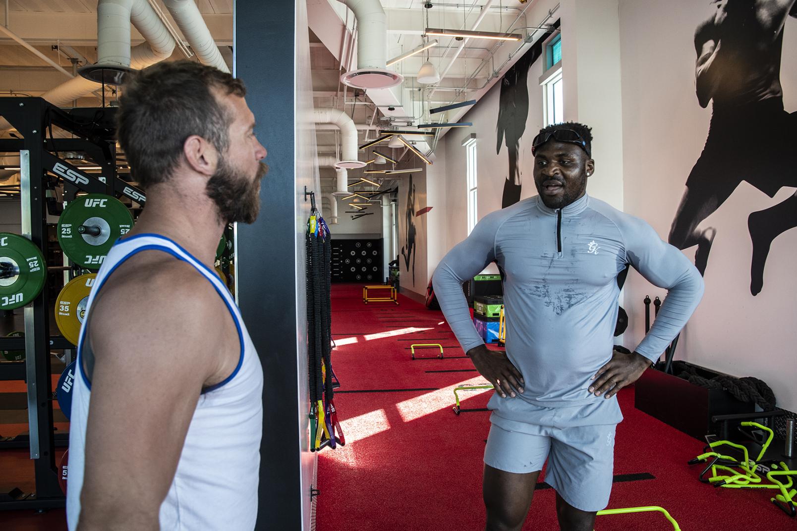 UFC Heavyweight contender Francis Ngannou and Donald Cerrone training at the UFC Performance Institute