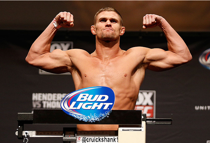 CHICAGO, IL - JANUARY 24: Daron Cruickshank weighs in during the UFC weigh-in event at the Chicago Theatre on January 24, 2014 in Chicago, Illinois. (Photo by Josh Hedges/Zuffa LLC/Zuffa LLC via Getty Images)