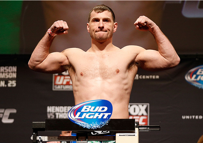 CHICAGO, IL - JANUARY 24: Stipe Miocic weighs in during the UFC weigh-in event at the Chicago Theatre on January 24, 2014 in Chicago, Illinois. (Photo by Josh Hedges/Zuffa LLC/Zuffa LLC via Getty Images)