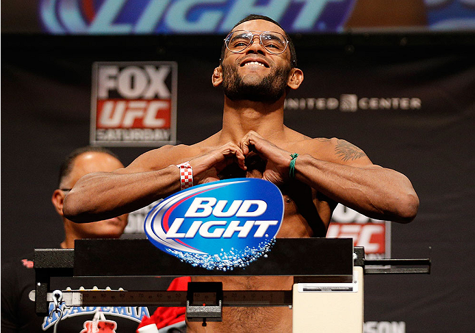CHICAGO, IL - JANUARY 24: Hugo "Wolverine" Viana weighs in during the UFC weigh-in event at the Chicago Theatre on January 24, 2014 in Chicago, Illinois. (Photo by Josh Hedges/Zuffa LLC/Zuffa LLC via Getty Images)