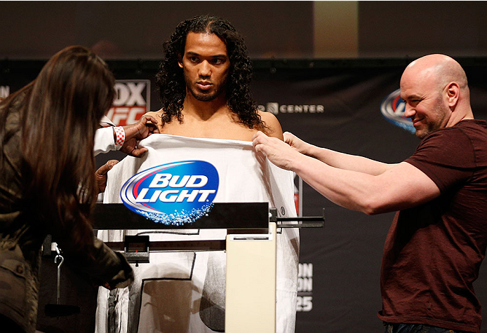 CHICAGO, IL - JANUARY 24: Benson Henderson weighs in during the UFC weigh-in event at the Chicago Theatre on January 24, 2014 in Chicago, Illinois. (Photo by Josh Hedges/Zuffa LLC/Zuffa LLC via Getty Images)