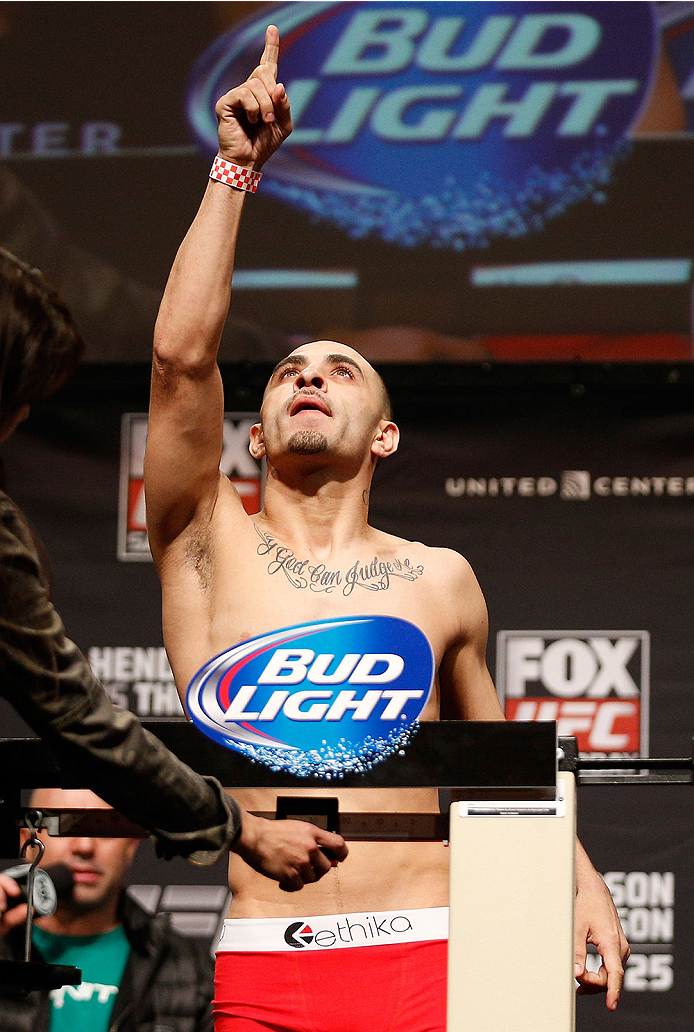 CHICAGO, IL - JANUARY 24: Chico Camus weighs in during the UFC weigh-in event at the Chicago Theatre on January 24, 2014 in Chicago, Illinois. (Photo by Josh Hedges/Zuffa LLC/Zuffa LLC via Getty Images)