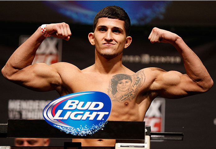 CHICAGO, IL - JANUARY 24: Sergio Pettis weighs in during the UFC weigh-in event at the Chicago Theatre on January 24, 2014 in Chicago, Illinois. (Photo by Josh Hedges/Zuffa LLC/Zuffa LLC via Getty Images)