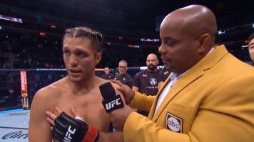 Brian Ortega talks to Daniel Cormier after UFC Fight Night: Ortega vs Rodriguez