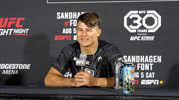 Featherweight Diego Lopes Reacts With UFC.com After His Submission Victory Over Gavin Tucker At UFC Fight Night: Sandhagen vs Font On August 5, 2023