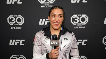 Strawweight Tatiana Suarez Reacts With UFC.com After Her Submission Victory Over Jessica Andrade At UFC Fight Night: Sandhagen vs Font On August 5, 2023