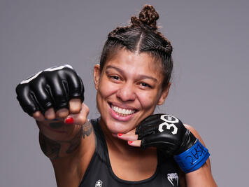 Mayra Bueno Silva of Brazil poses for a portrait backstage during the UFC Fight Night event at UFC APEX on July 15, 2023 in Las Vegas, Nevada. (Photo by Mike Roach/Zuffa LLC via Getty Images)