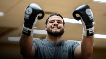 Tai Tuivasa trains for his upcoming heavyweight bout against Sergei Pavlovich at UFC Orlando. (Photo by Juan Cardenas/Zuffa LLC)