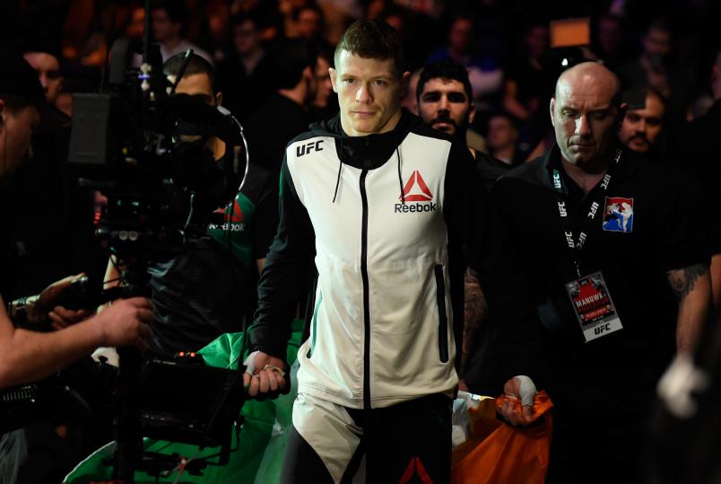 LONDON, ENGLAND - MARCH 18: Joe Duffy of Ireland prepares to enter the Octagon before facing Reza Madadi of Iran in their lightweight fight during the UFC Fight Night event at The O2 arena on March 18, 2017 in London, England. (Photo by Josh Hedges/Zuffa LLC/Zuffa LLC via Getty Images)