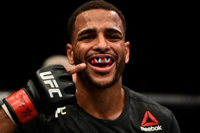 LONDON, ENGLAND - MARCH 17: Danny Roberts of England celebrates after defeating Oliver Enkamp of Sweden by knock out in their welterweight bout inside The O2 Arena on March 17, 2018 in London, England. (Photo by Brandon Magnus/Zuffa LLC/Zuffa LLC via Getty Images)