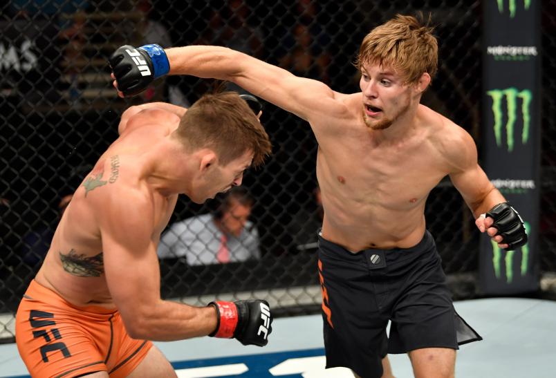 Bryce Mitchell punches Tyler Diamond in their featherweight bout during The Ultimate Fighter Finale event inside The Pearl concert theater at Palms Casino Resort on July 6, 2018 in Las Vegas, Nevada. (Photo by Jeff Bottari/Zuffa LLC)
